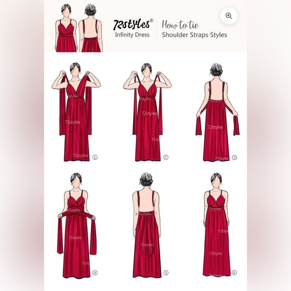 Las Pepas Convertible Infinity Dress Red & Burgundy | One Size fits most - Picture 11 of 14